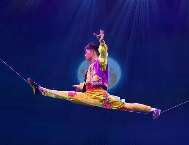 Chaoyang Theatre acrobatics show featuring Chinese performers on stage in Beijing