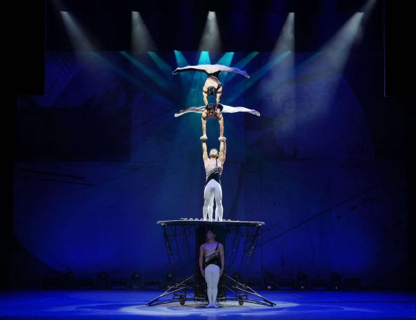 Chaoyang Theatre acrobatics show featuring Chinese performers on stage in Beijing
