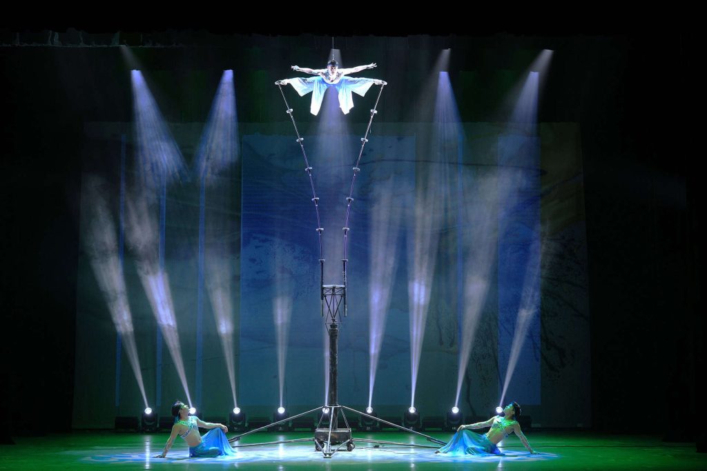 Chaoyang Theatre acrobatics show featuring Chinese performers on stage in Beijing
