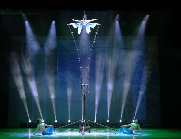 Chaoyang Theatre acrobatics show featuring Chinese performers on stage in Beijing