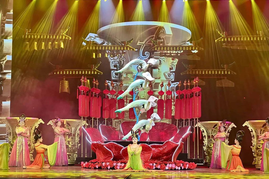Chaoyang Theatre acrobatics show featuring Chinese performers on stage in Beijing