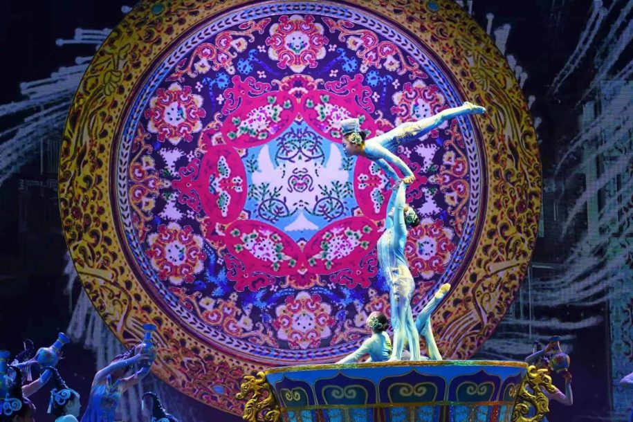 Chaoyang Theatre acrobatics show featuring Chinese performers on stage in Beijing