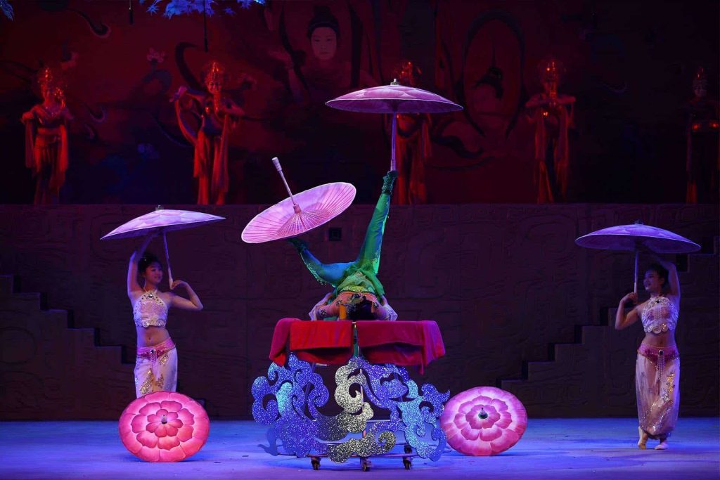 Chaoyang Theatre acrobatics show featuring Chinese performers on stage in Beijing