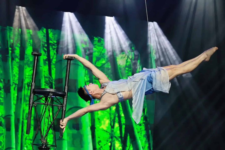 Chaoyang Theatre acrobatics show featuring Chinese performers on stage in Beijing