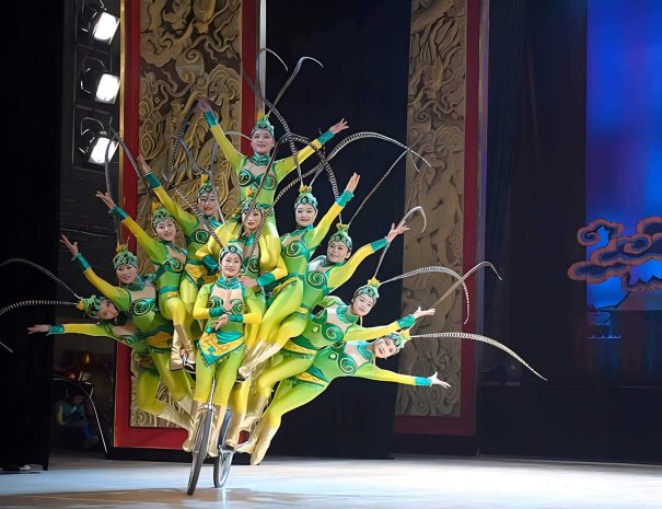 Chaoyang Theatre acrobatics show featuring Chinese performers on stage in Beijing